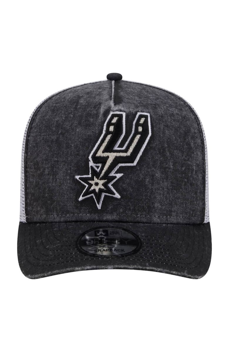 New Era Men's New Era  Black/White San Antonio Spurs Washed Meshback 9FIFTY Adjustable Hat, Alternate, color, 