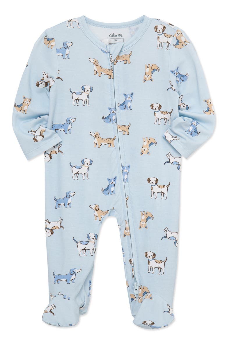 Little Me Puppy Play Stretch Viscose Zip Footie, Alternate, color, Blue