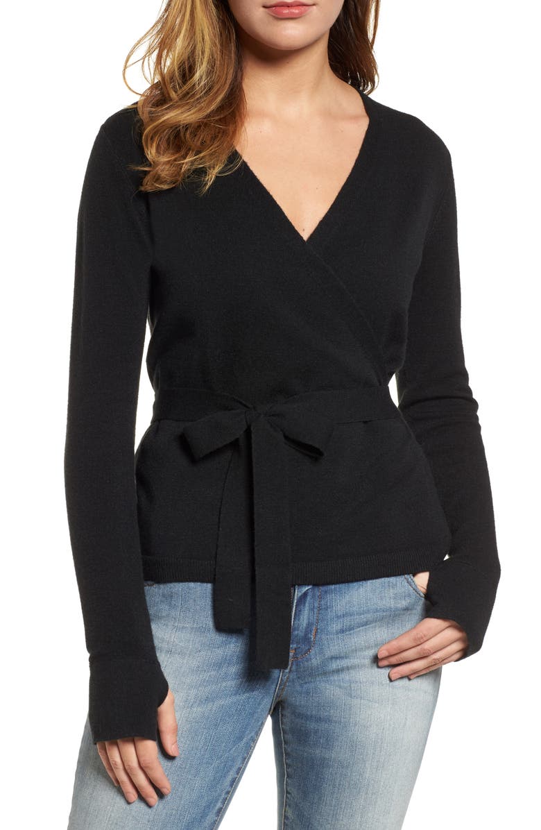 Caslon<sup>®</sup> Off-Duty Ballet Tie Front Sweater, Main, color,