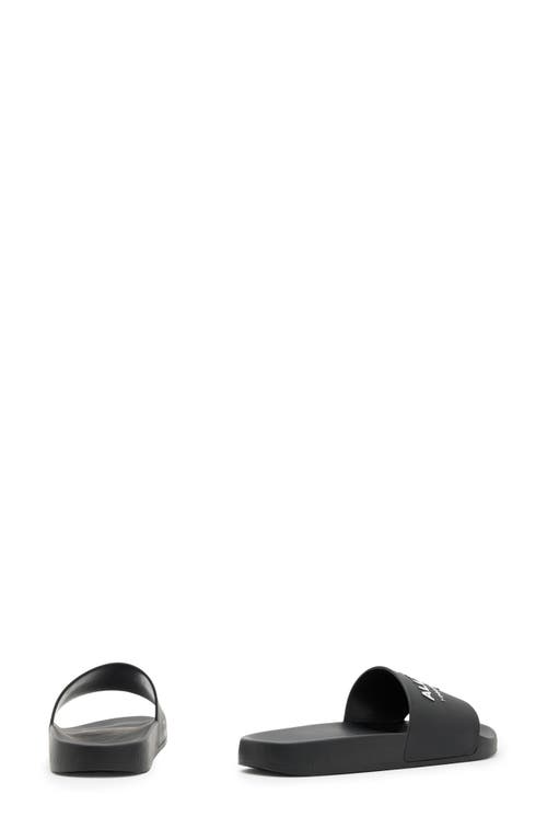 Allsaints Underground Logo Slip On Slides In Black