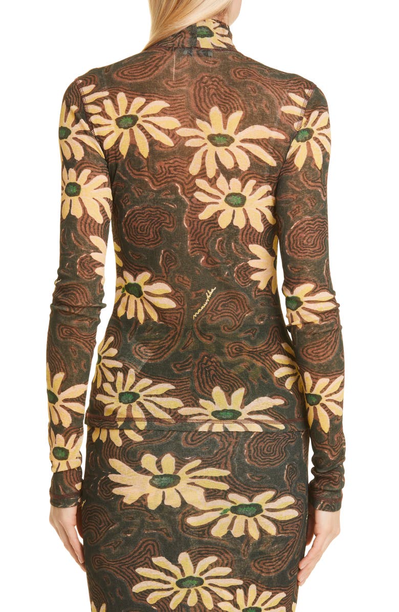 Nanushka Harri Floral Print Turtleneck Top, Alternate, color, 