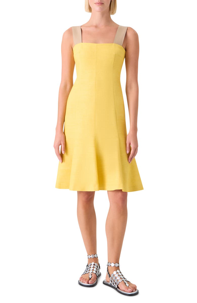 Akris punto Silk & Cotton Shantung Sundress, Main, color, Lemon Zing