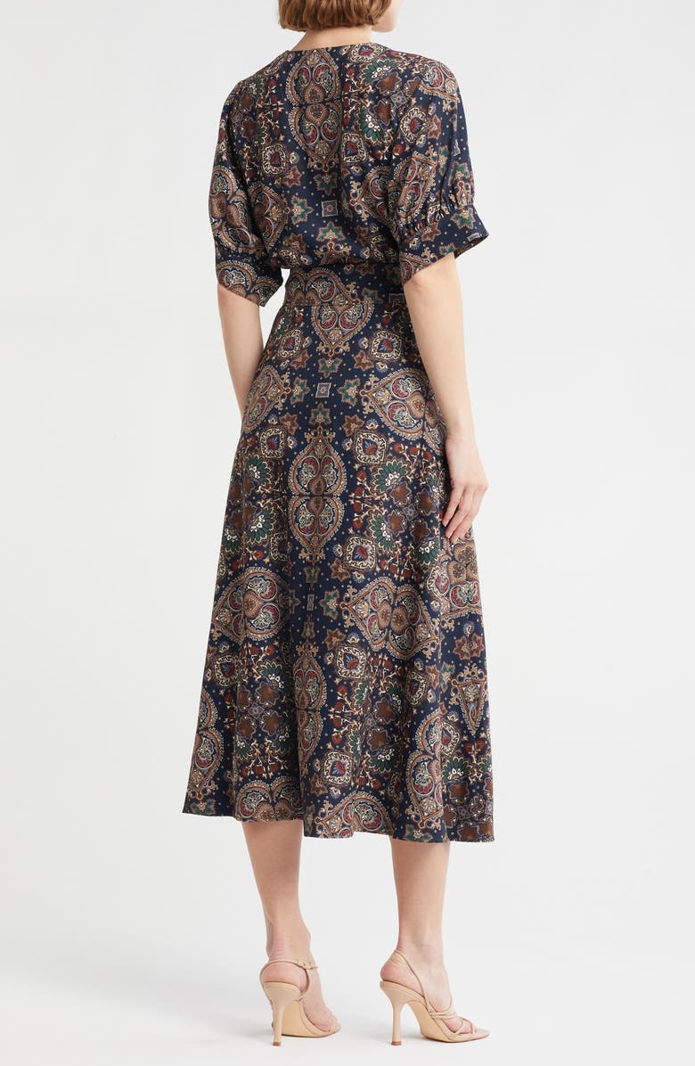 Veronica Beard Wyatt Puff Sleeve Faux Wrap Midi Dress, Alternate, color,