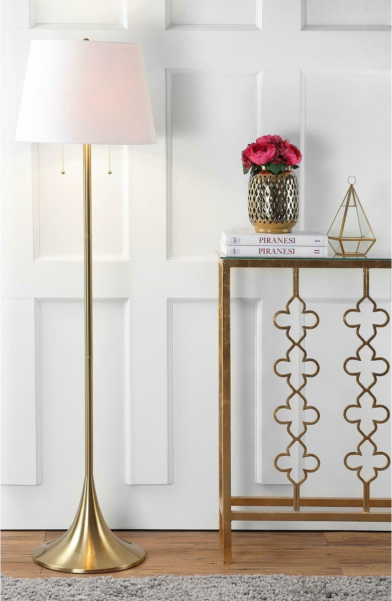 JONATHAN Y Amelia 63" Metal LED Floor Lamp, Brass, Alternate, color, Brass Gold
