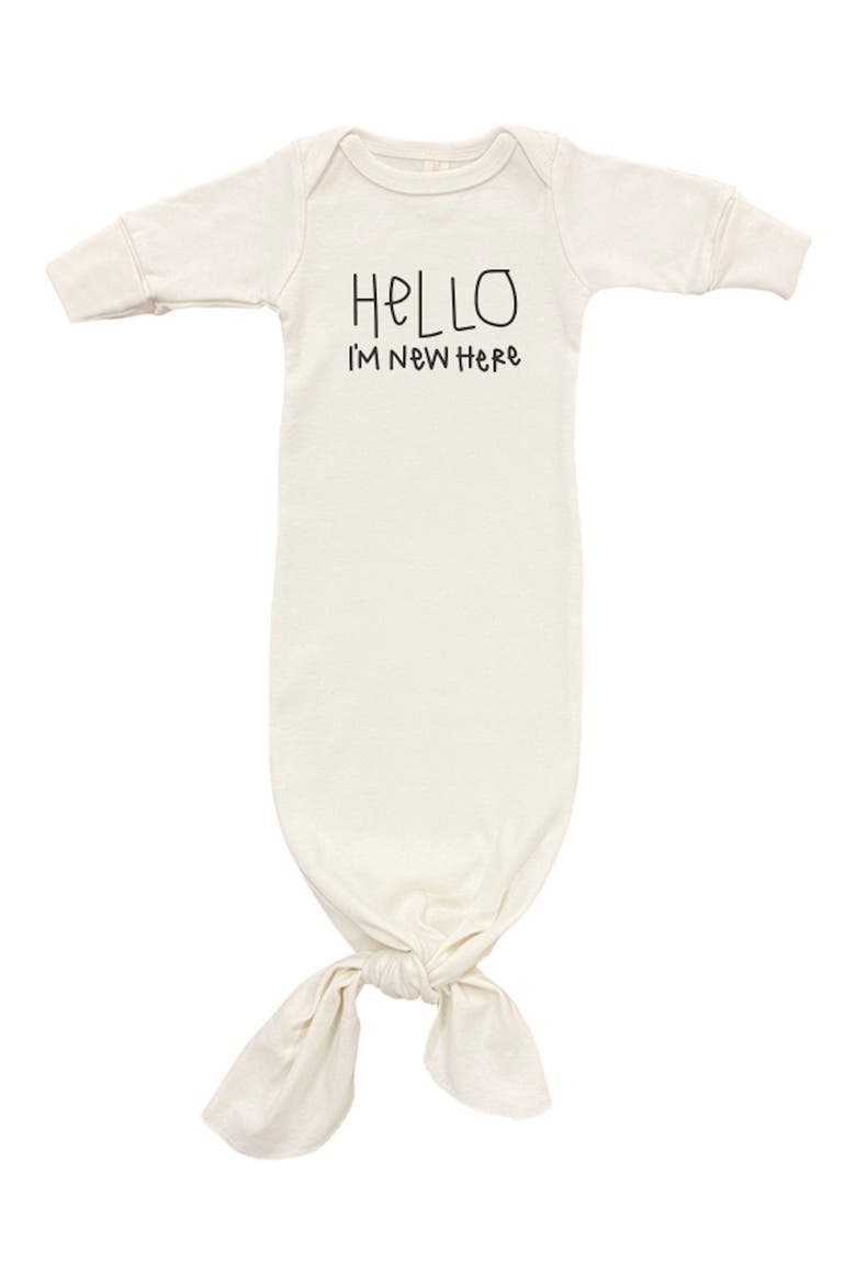 Hello I'm New Here Organic Cotton Tie Gown, Main, color, NATURAL