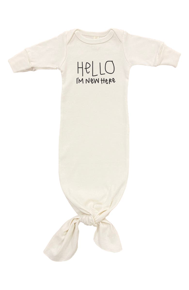 Tenth & Pine Hello I'm New Here Organic Cotton Tie Gown, Main, color,