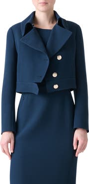 Akris Dana Double Face Wool Crepe Crop Jacket