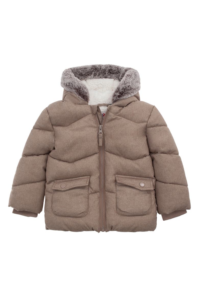 Cozy Fleece Lined Warm Winter Coat with Hood, Main, color, Warm Beige