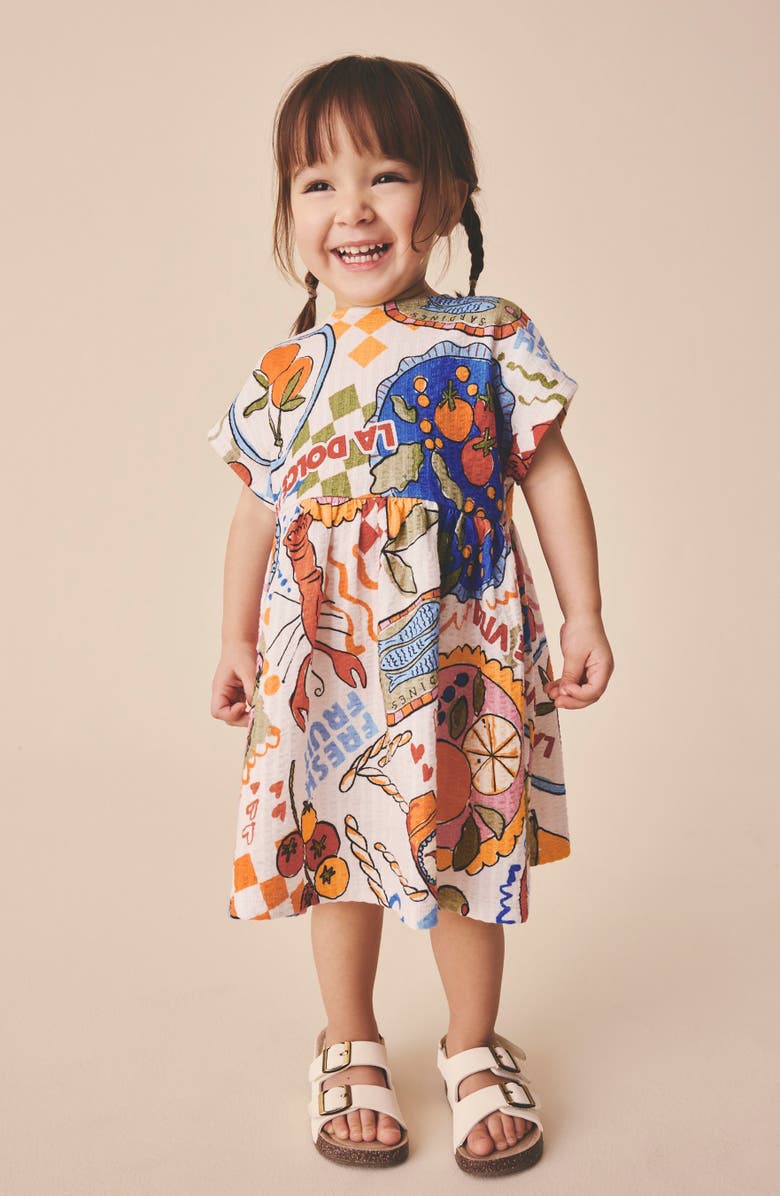 NEXT Kids' Amalfi Print Cotton Jersey Dress, Alternate, color, Multi