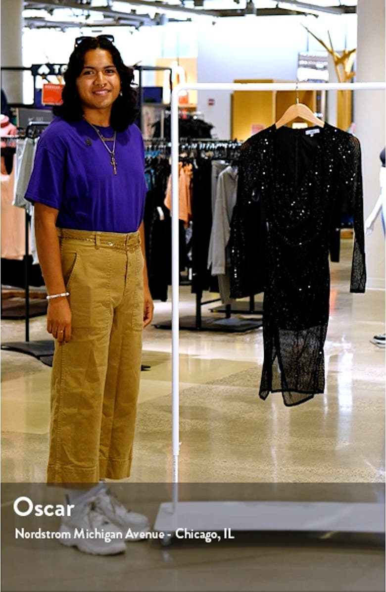 Sequin Long Sleeve Asymmetric Cocktail Dress, sales video thumbnail