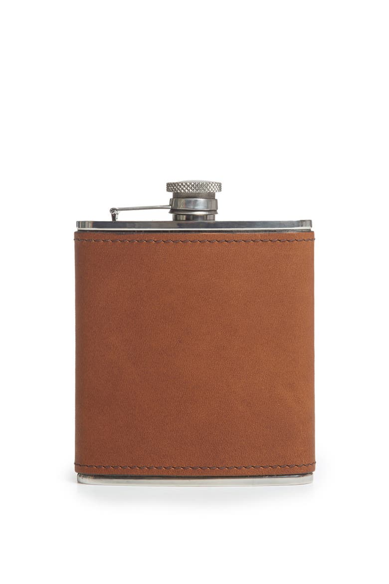 Arlo Leather-Wrapped Hip Flask, Alternate, color, Espresso