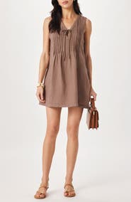 Splendid Stella Pintuck Detail Linen Minidress