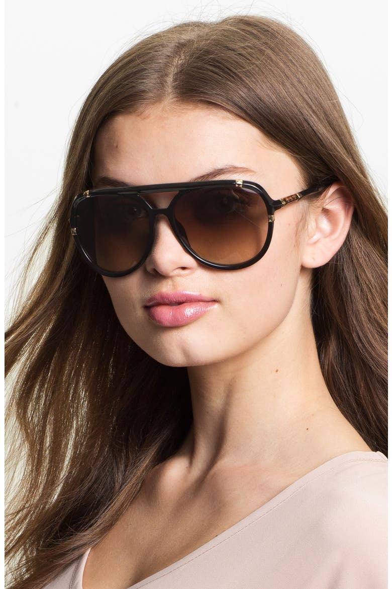 'Jemma' 60mm Aviator Sunglasses, Main, color, BLACK