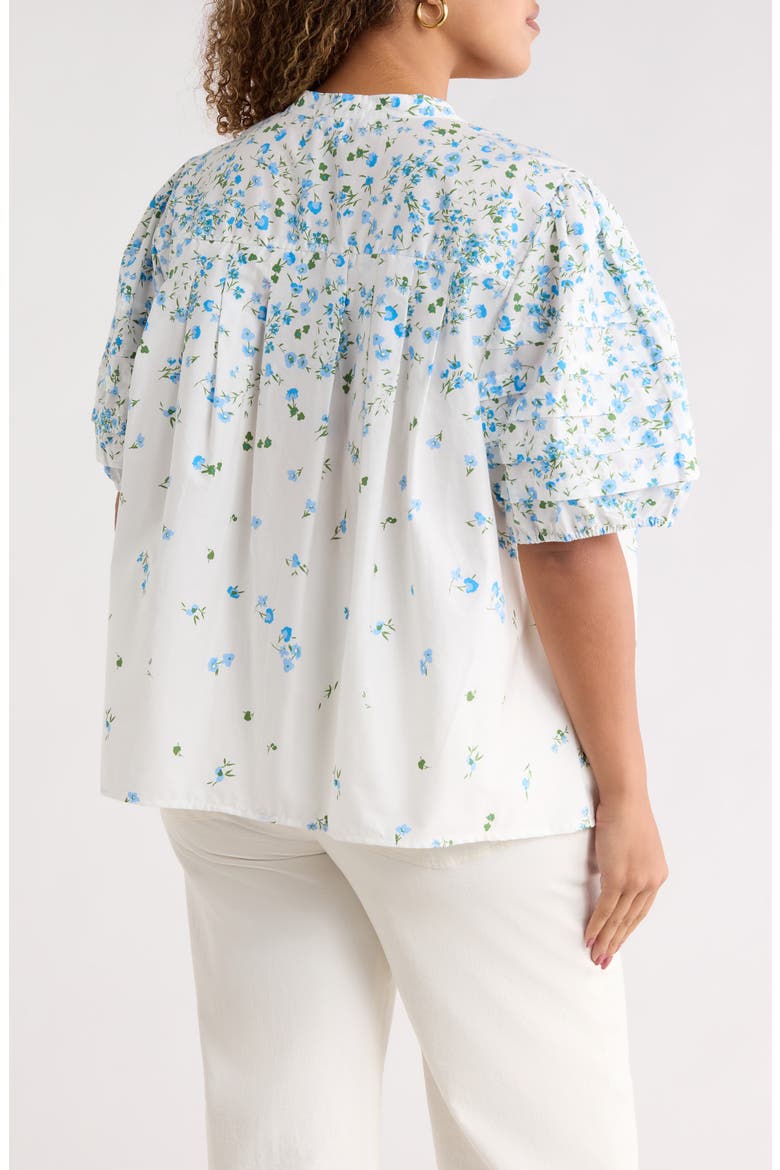Miley Floral Court Button Up Shirt, Alternate, color, WHITE BLUES