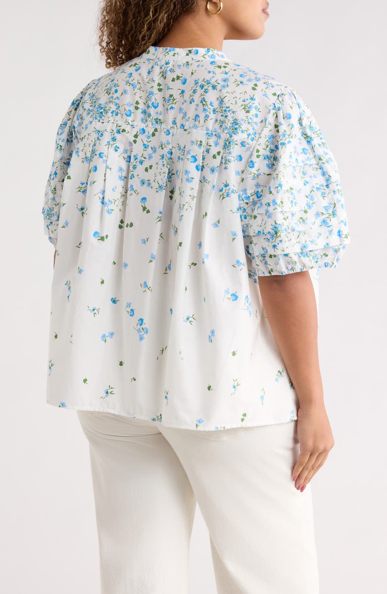 SUGARLIPS Miley Floral Court Button Up Shirt, Alternate, color, White Blues