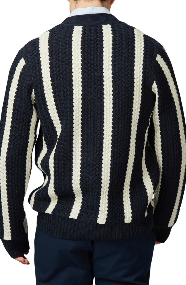 Ben Sherman Textured Stripe Wool Blend Cardigan, Alternate, color, 