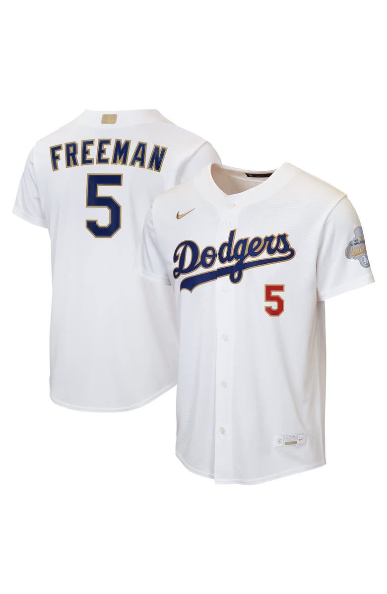 Nike Youth Nike Freddie Freeman White Los Angeles Dodgers 2026 Gold Collection Home Replica Jersey, Main, color, White