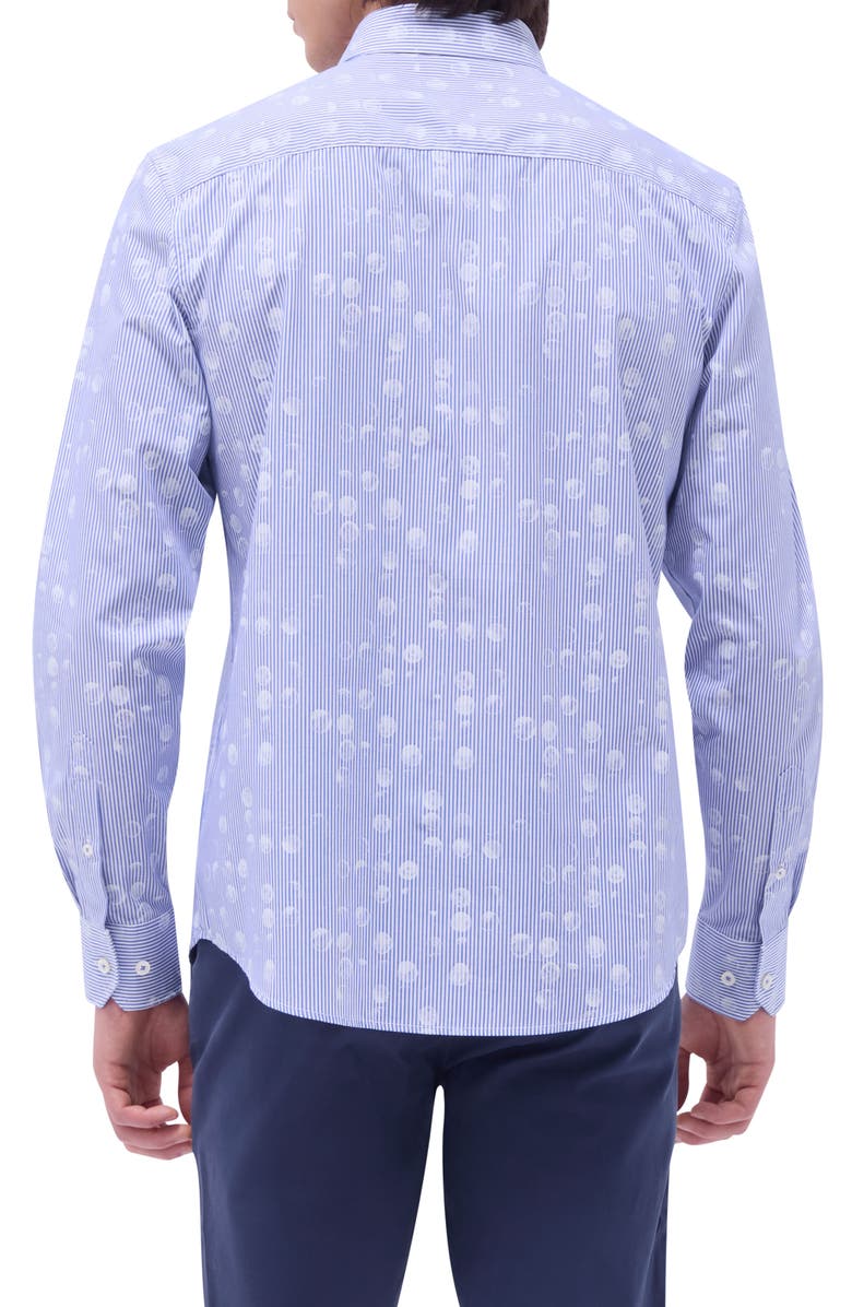 Bugatchi Karl Stripe & Dot Print Cotton Button-Up Shirt, Alternate, color, Classic Blue