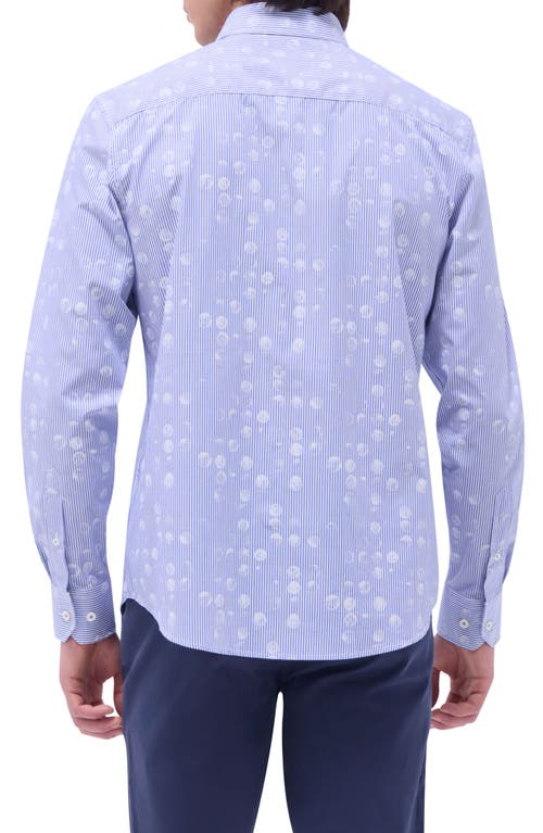 Bugatchi Karl Stripe & Dot Print Cotton Button-up Shirt In Classic Blue