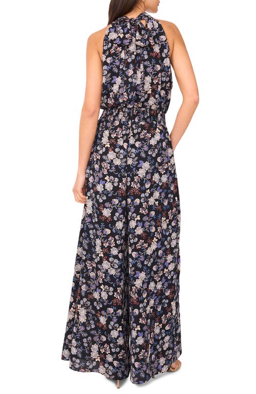 Vince Camuto Floral Wide Leg Georgette Jumpsuit In Blue