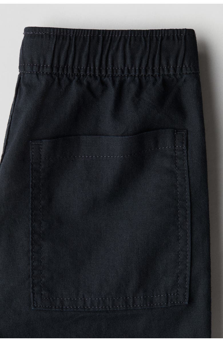 H&M Linen-blend Trousers, Alternate, color, Black