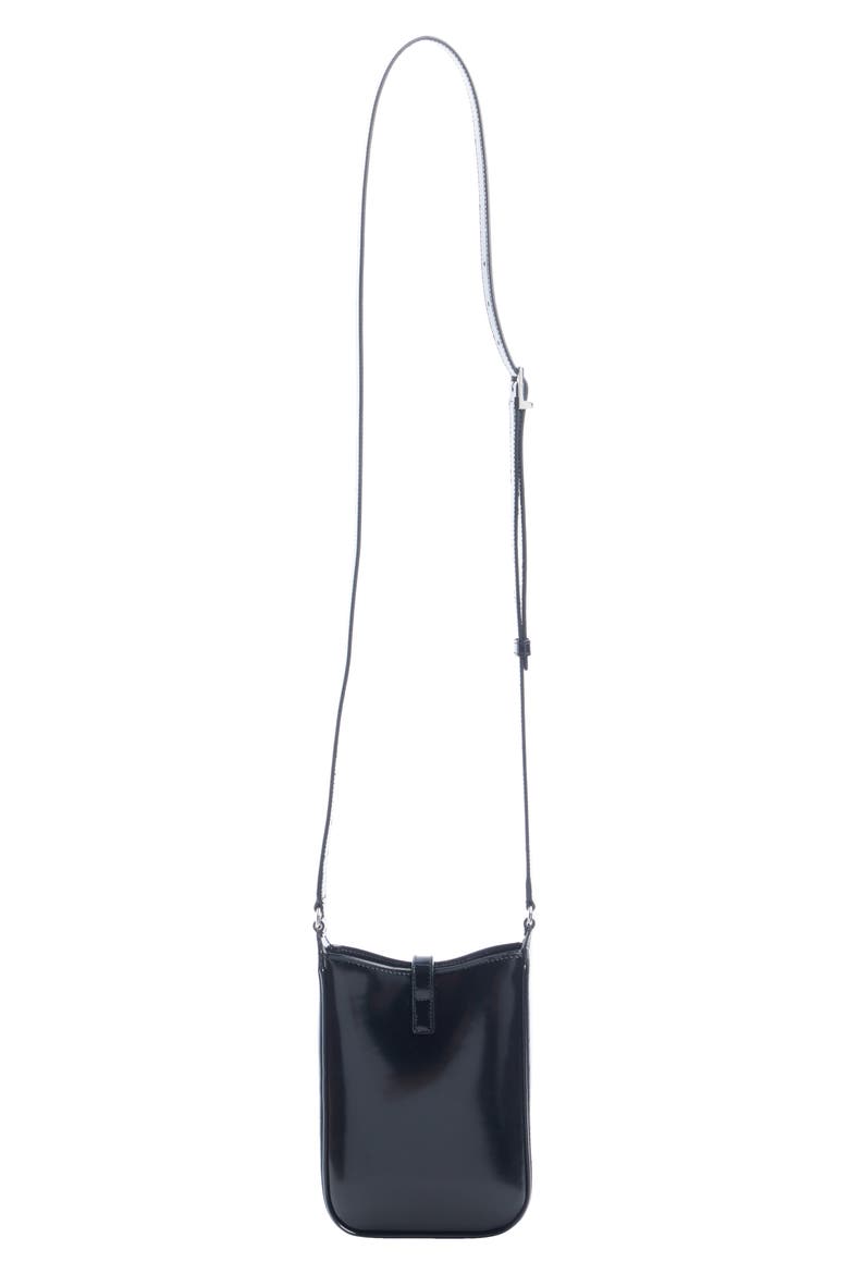 Mini Le 5 à 7 Patent Leather Phone Crossbody Bag, Alternate, color, NOIR