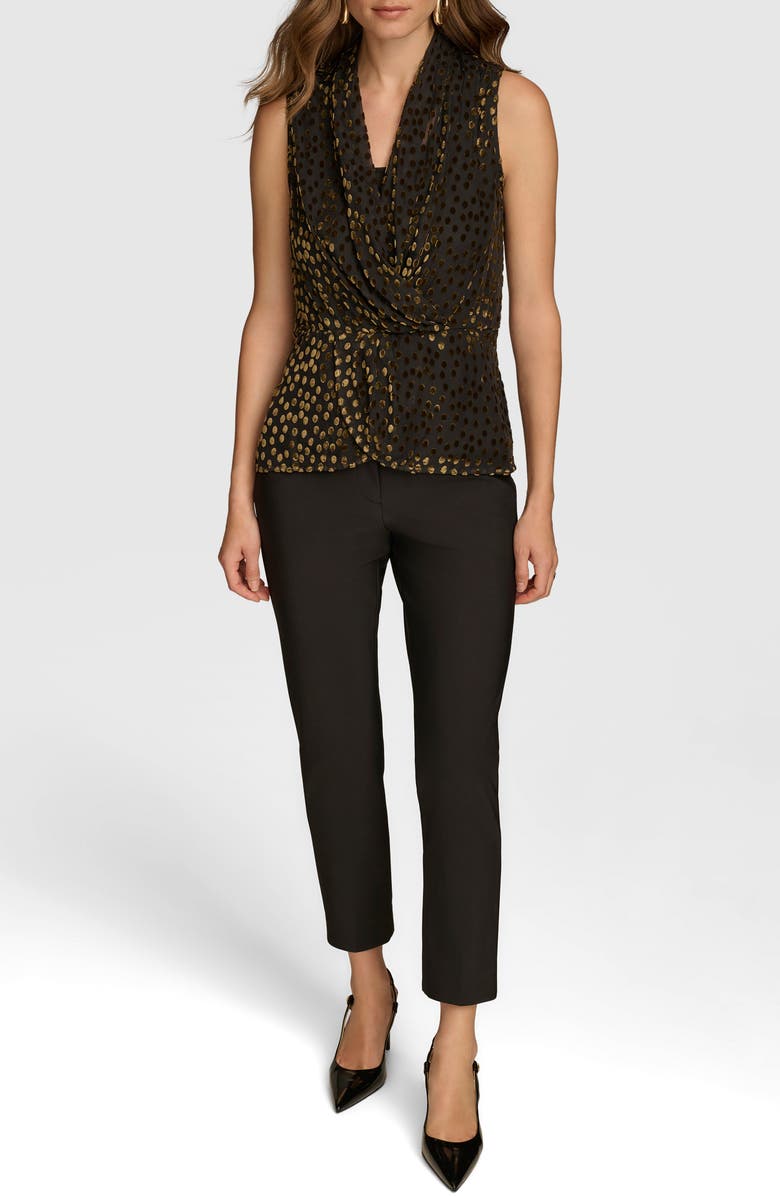 Donna Karan New York Velvet Burnout Dot Sleeveless Top, Alternate, color, Black/ Gold
