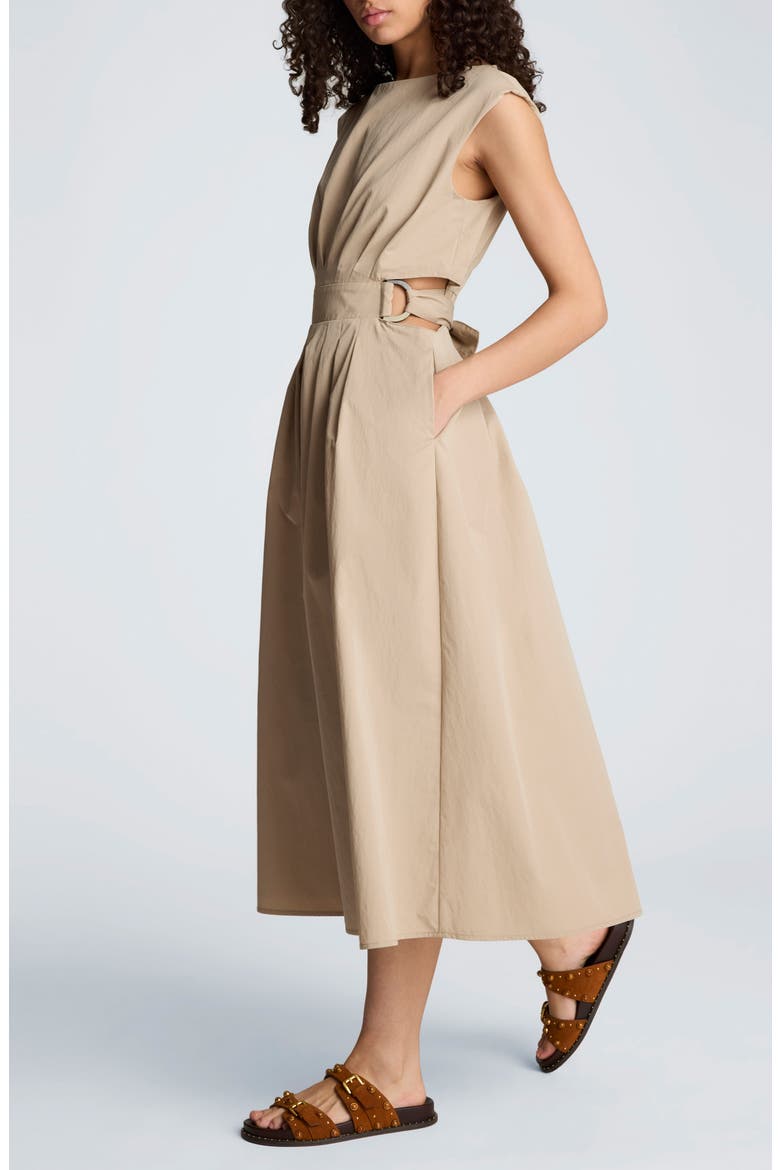 Cutout D-Ring Tie Back Midi Dress, Alternate, color, TIMELESS TAUPE