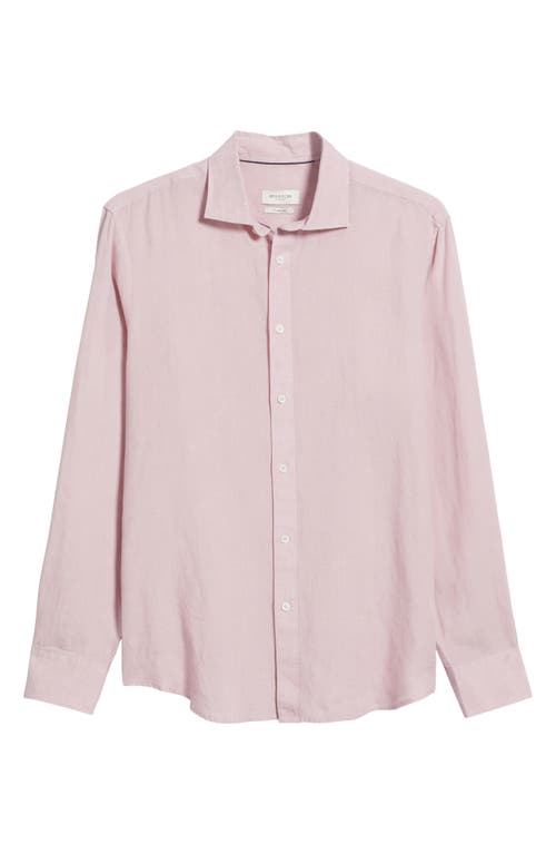 Bugatchi Axel Shaped Fit Linen Button-up Shirt In Dusty Pink
