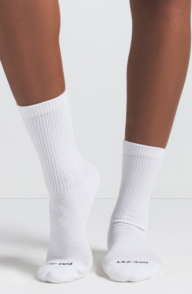 NikeSKIMS 3-Pack Dri-FIT Crew Socks, Alternate, color, Snow, Heathergray, Obsidian