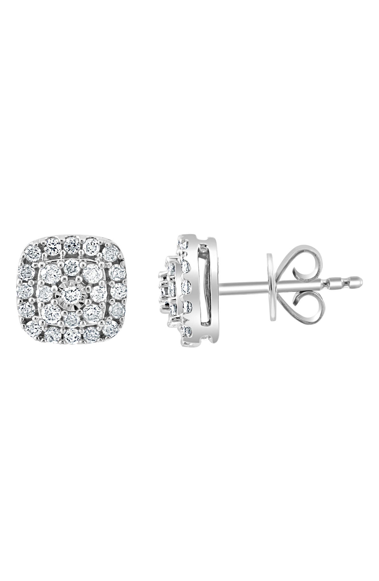 EFFY Sterling Silver Pavé Diamond Cushion Stud Earrings