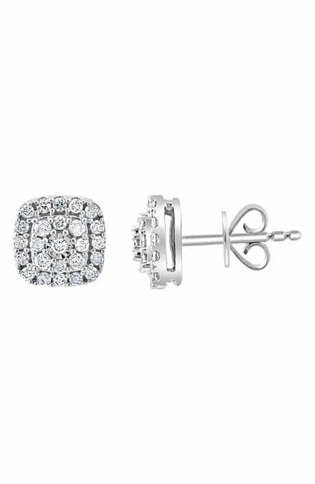 EFFY Sterling Silver Pavé Diamond Cushion Stud Earrings