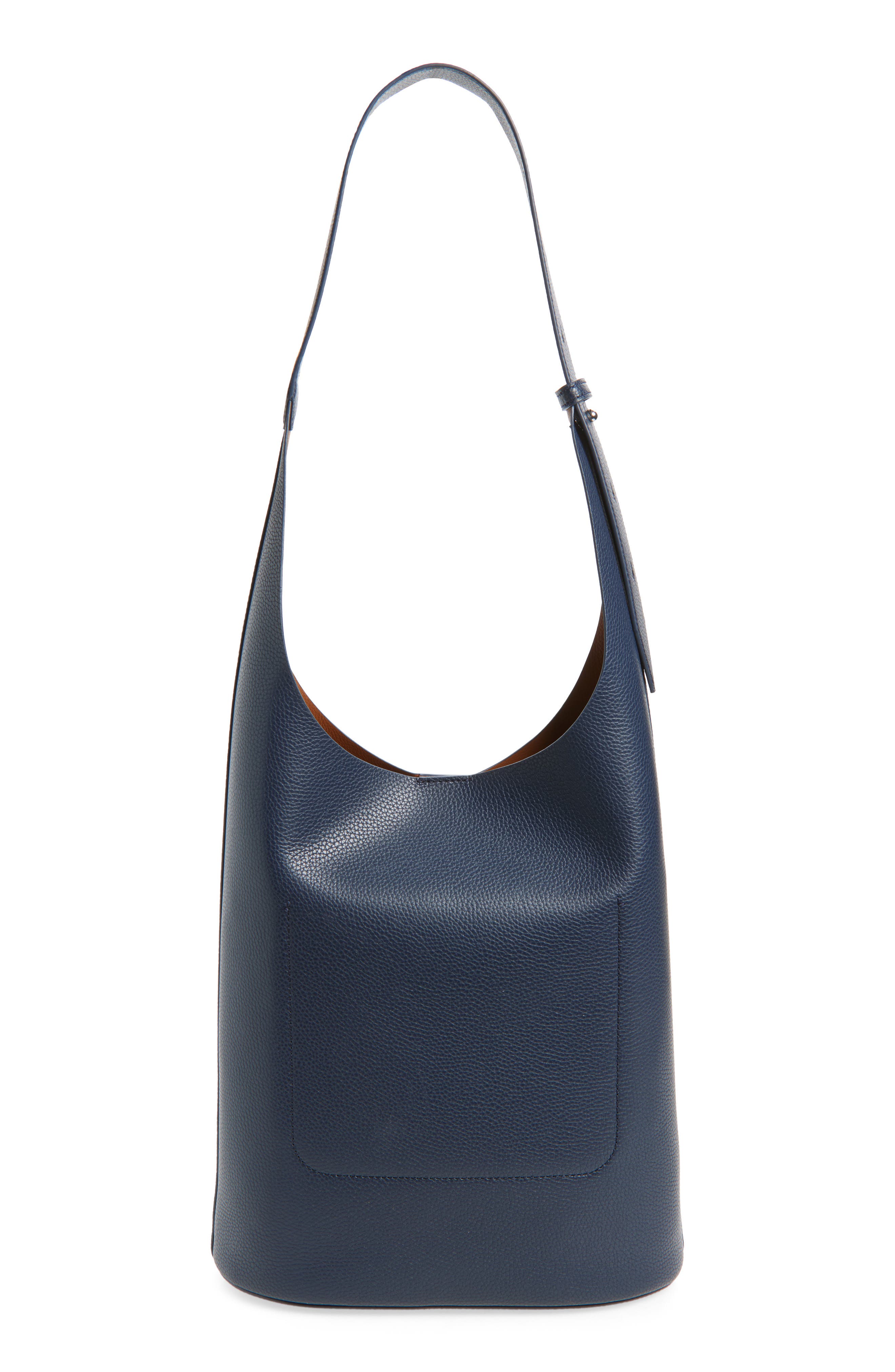 Veronica Beard Large Loop Leather Shoulder Bag, Alternate, color, Navy Hazelwood