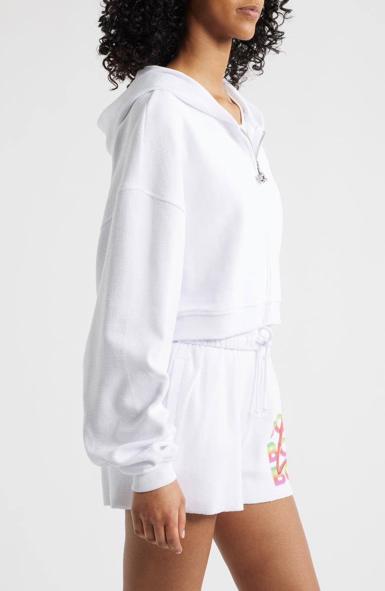 BOYS LIE Alex Gotta Jet Crop Cotton Terry Graphic Zip Hoodie, Alternate, color, White