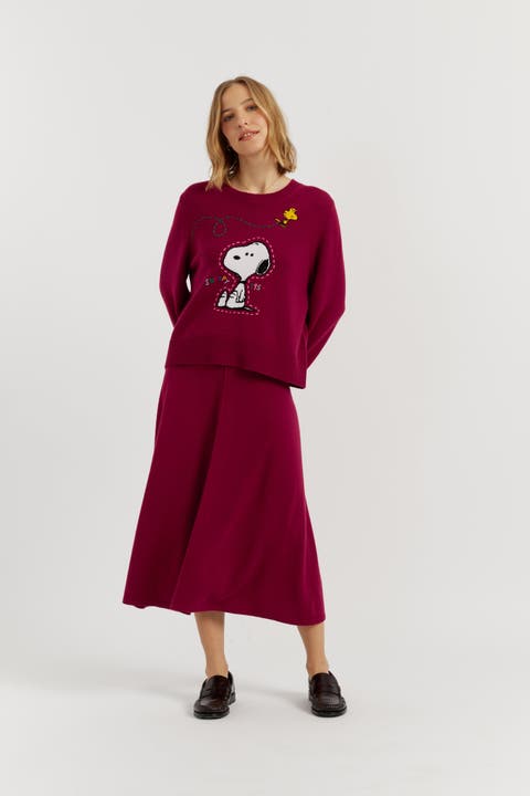 Wool-Cashmere Snoopy Embroidered Sweater