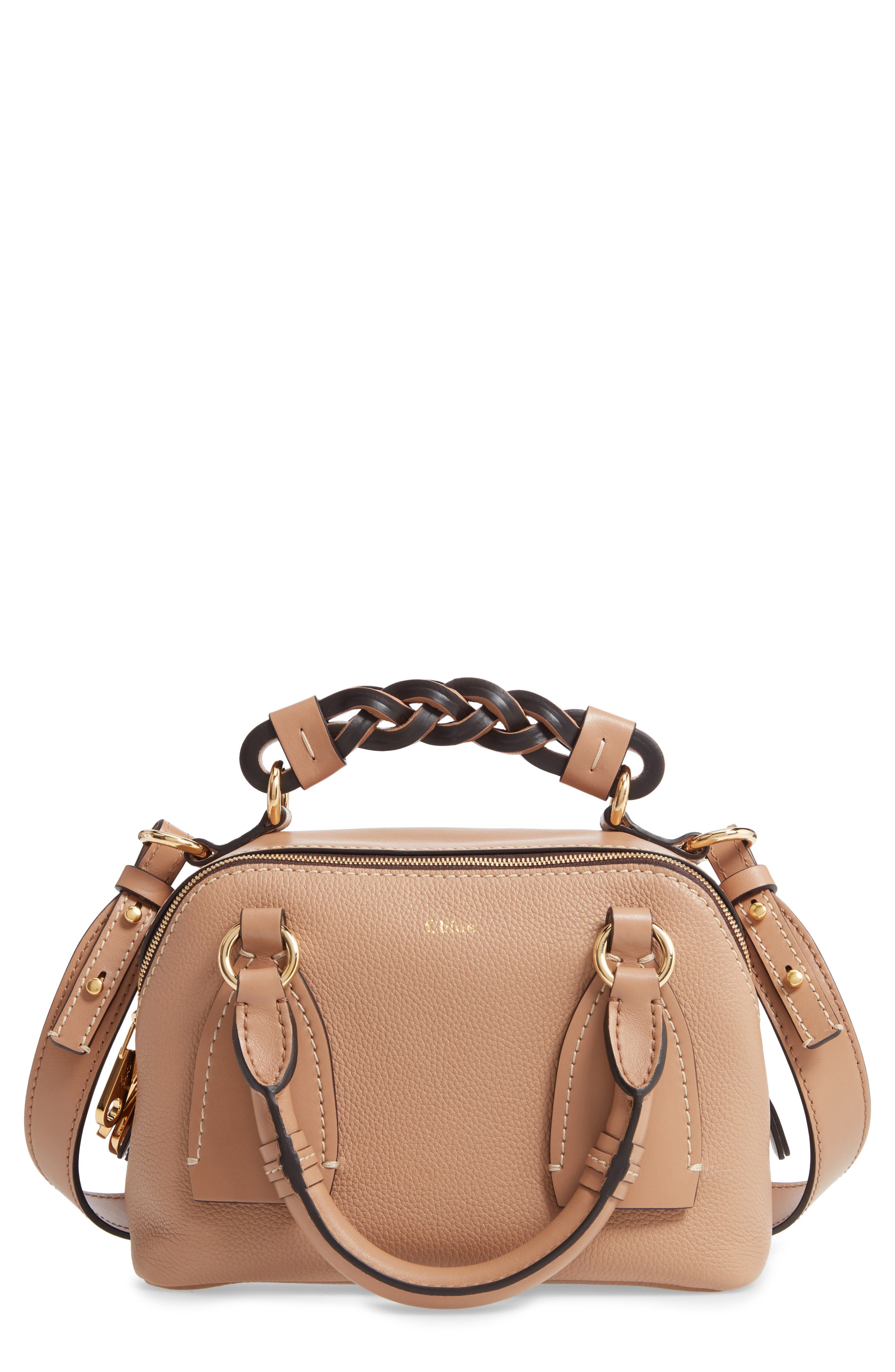 Small Daria Leather Day Bag, Main, color, CEMENT BROWN