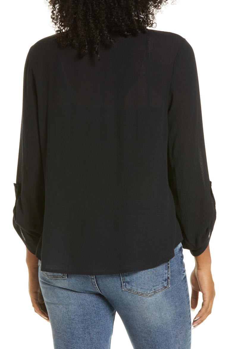 Embroidered Long Sleeve Blouse, Alternate, color, PIRATE BLACK