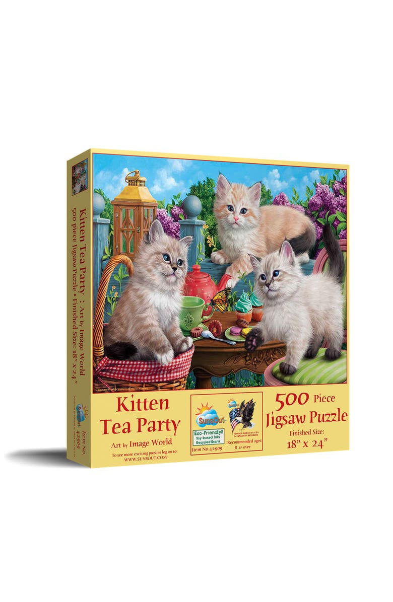 Sunsout Kitten Tea Party 500 piece Jigsaw Puzzle for Adults, Main, color, Multicolor