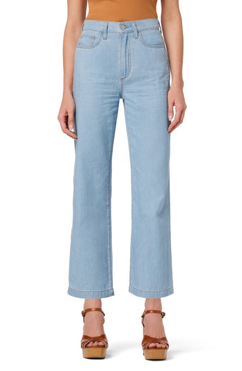 Chambray High Waist Wide Leg Jeans