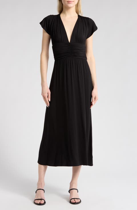 Ruched Bodice Midi Dress