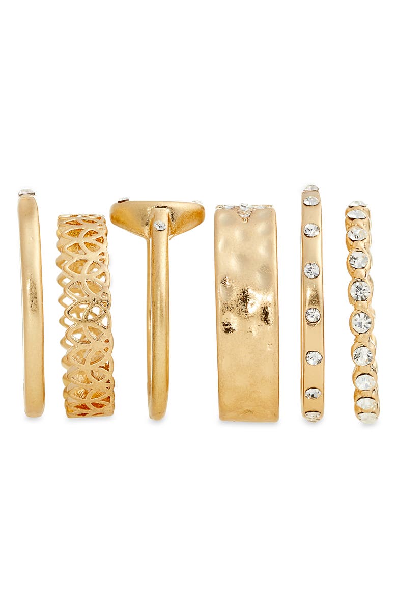 Treasure & Bond Set of 6 Texture Stackable Rings, Alternate, color, 