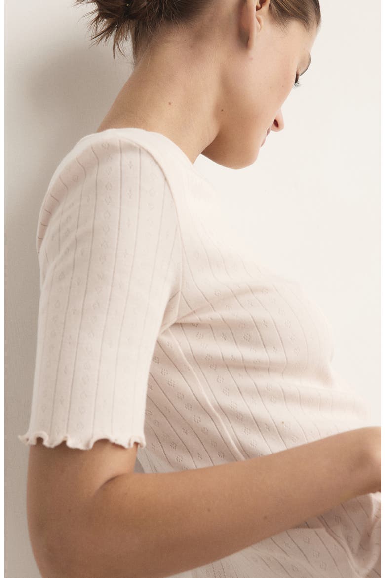 Lettuce Edge Pointelle Cotton Sleep T-Shirt, Alternate, color, PINK
