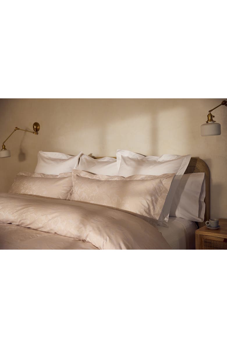 Coyuchi Heritage Jacquard Organic Cotton Duvet Cover, Alternate, color, Alpine White W/ Stone