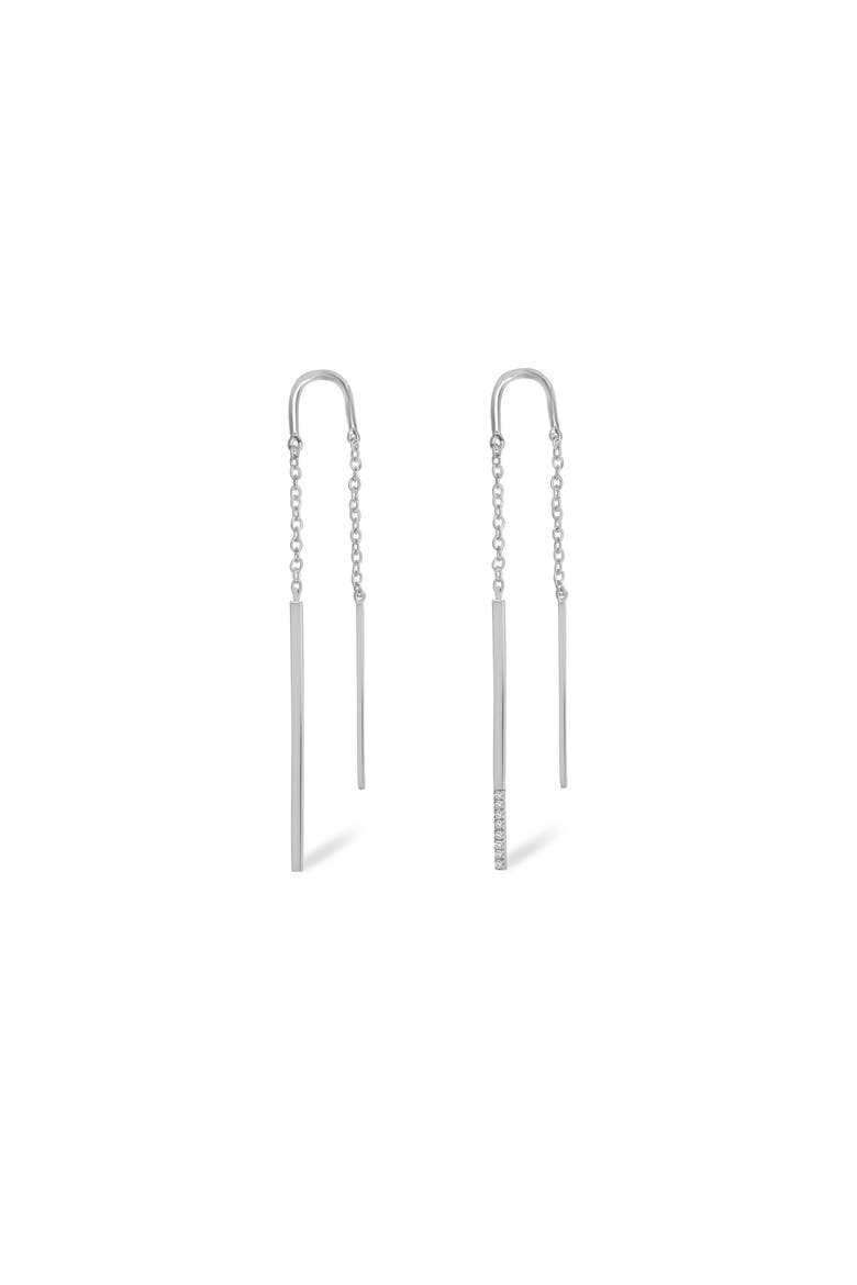 Double Linea Diamond Earrings | 8 natural diamonds | 925 Sterling Silver | Earrings | Hook | White Rhodium, Main, color, White Rhodium