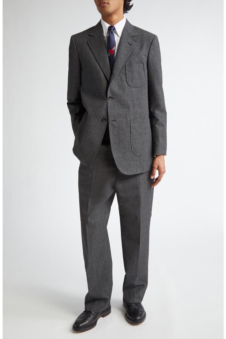 Unstructured Virgin Wool Hopsack Sport Coat, Alternate, color, DARK GREY