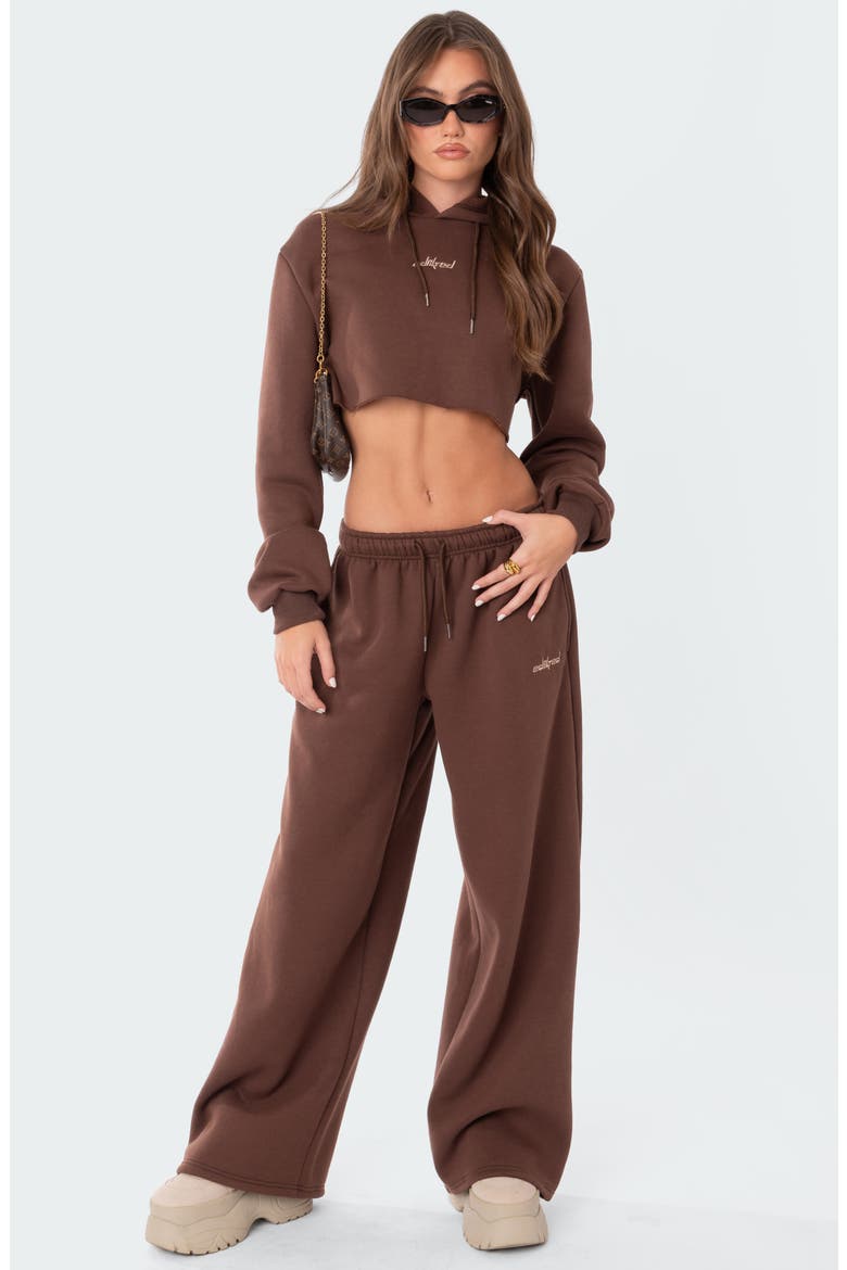 Brenna Low Rise Wide Leg Sweatpants, Alternate, color, BROWN