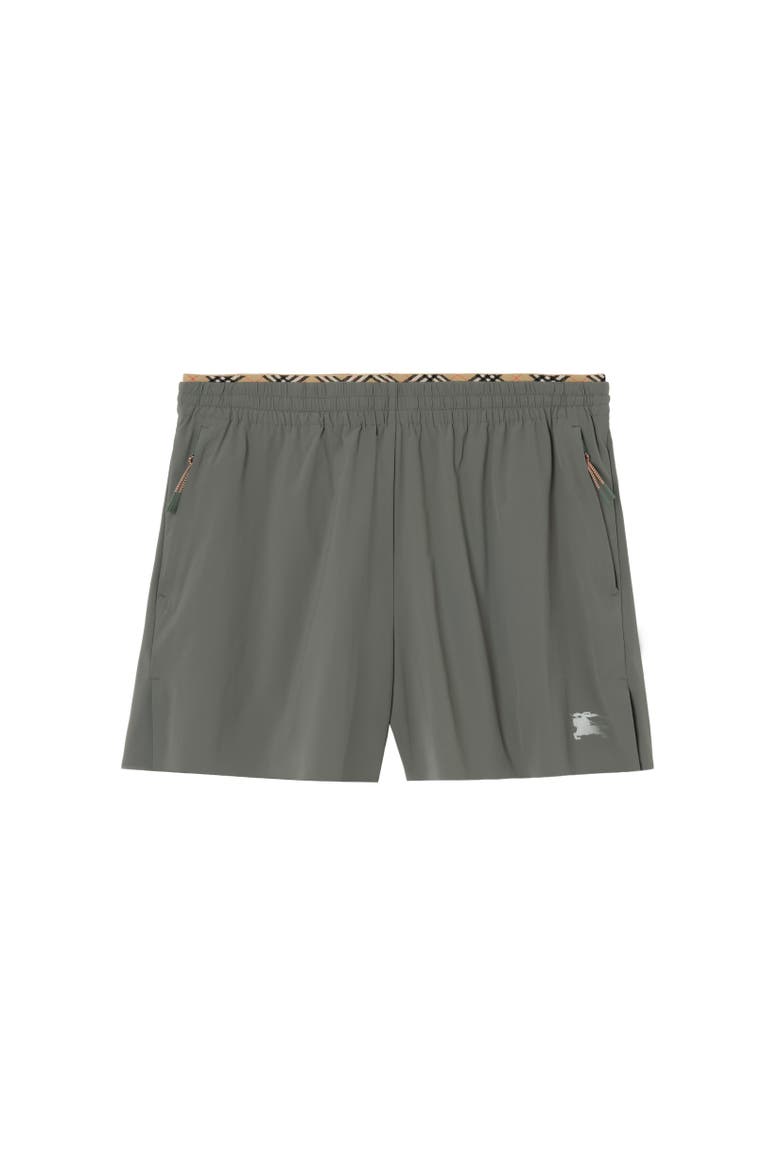 Check Trim Stretch Nylon Shorts, Alternate, color, Carbon grey