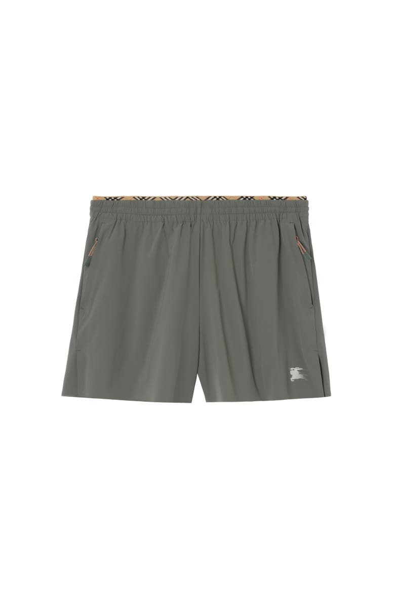 Burberry Check Trim Stretch Nylon Shorts, Alternate, color, Carbon Grey