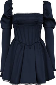 HOUSE OF CB Venetia Puff Shoulder Lace Corset Minidress