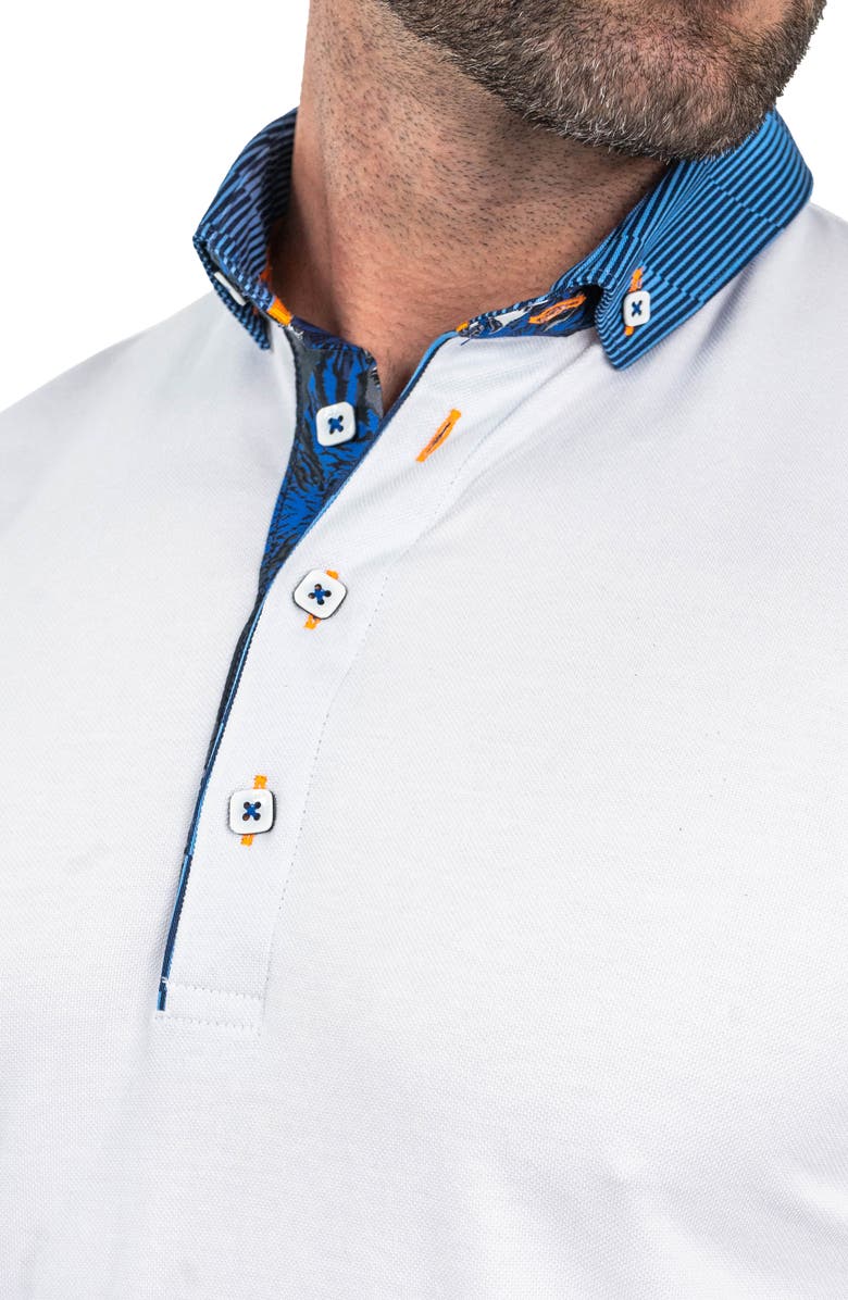 Maceoo Newton Brilliant Long Sleeve Cotton Polo, Alternate, color, White